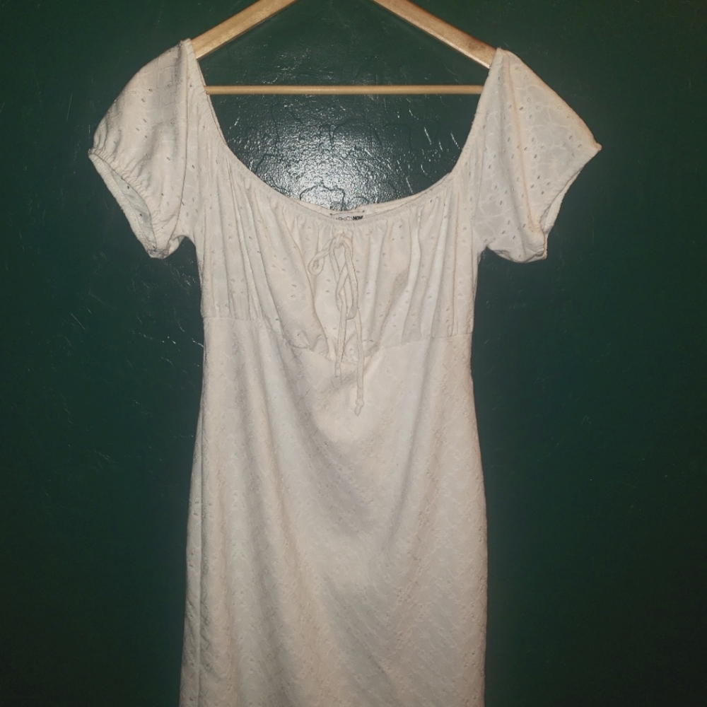Off-shoulder white dress